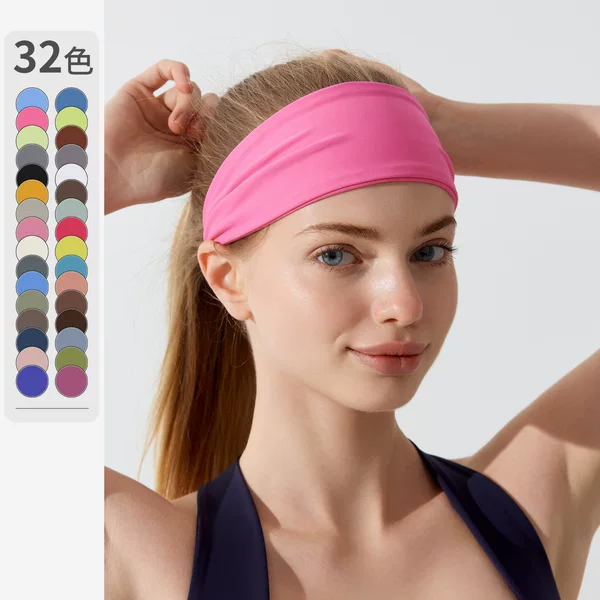 Cross-Border Sports Headband, Sweat-Absorbent Headband, Silk Scarf, Summer Style Yoga and Fitness Headband, Summer Girls' Running Headscarf