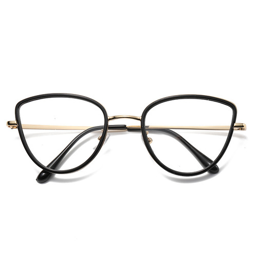  cross-border European and American cat eye trend men's and women's anti-blue light metal legs simple and fashionable photochromic glasses