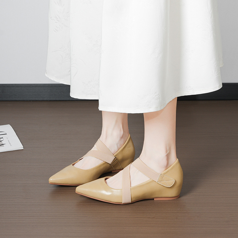 Sheepskin Version~Pointed-Toe Shallow Mary Jane Shoes for Women, 2026 Spring/Summer New Style, Elegant Ballet-Style Single Shoes with Cross Straps for Women Sheepskin Version~Pointed-Toe Shallow Mary Jane Shoes for Women, 2026 Spring/Summer New Style, Elegant Ballet-Style Single Shoes with Cross Straps for Women