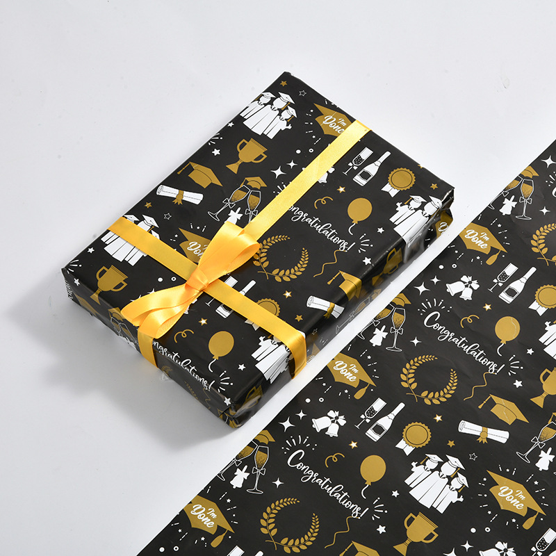 Nuevo papel de regalo al por mayor diseño simple temporada de apertura papel de regalo caja de regalo papel de embalaje de Graduación