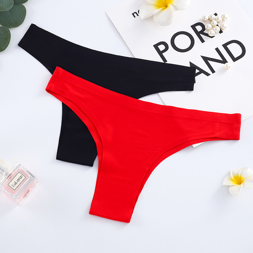 Cross-border foreign trade Brazilian thong women's underwear sexy European and American one-piece seamless ice silk sports large size T pants