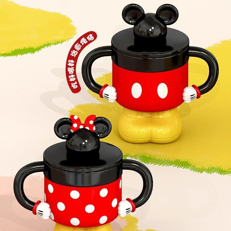 Estricta selección de 3D creativo Mickey Minnie cerámica mitad encantador taza de café pareja de dibujos animados taza de agua Mickey Mouse