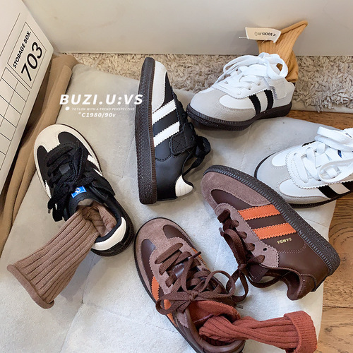 Korean version of retro children's shoes, children's sports shoes, 2024 spring new boys' sneakers, girls' baby moral training shoes