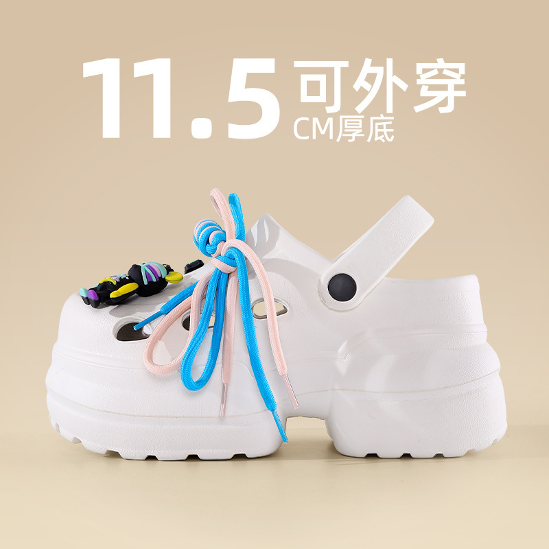 11.5CM Extra High Heel Cave Shoes Outer Wear Street Photograph Fashion Sweet Style Campus Style Strap Contrast Color Women Sandals and Slippers