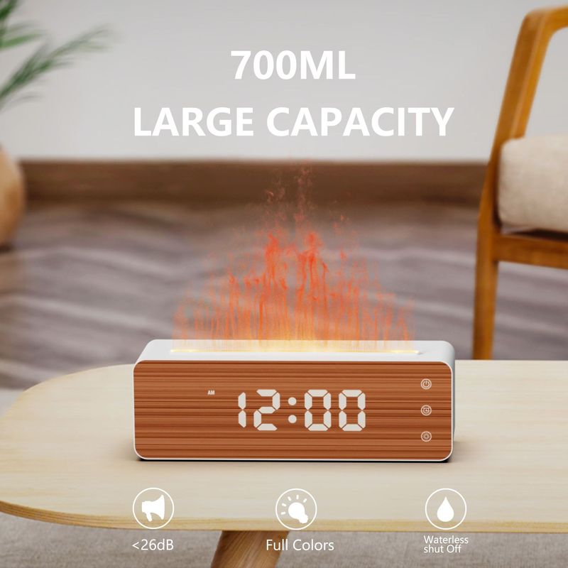 クロスボーダー爆型火炎加湿器火炎アロママシン時計付きデスクトップアロマ加湿器寝室|undefined