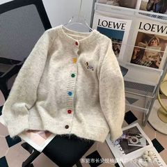 女装韩版圆领小狗针织开衫2025小香风秋冬上衣毛衣潮韩系秋冬上衣