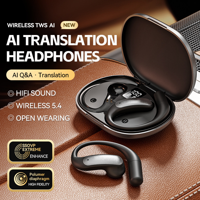 2025年新型M127 Bluetoothイヤホン、耳掛け式、非インイヤー、完全ワイヤレス、デジタルディスプレイ、翻訳機能、超長時間バッテリー、プライベート|undefined