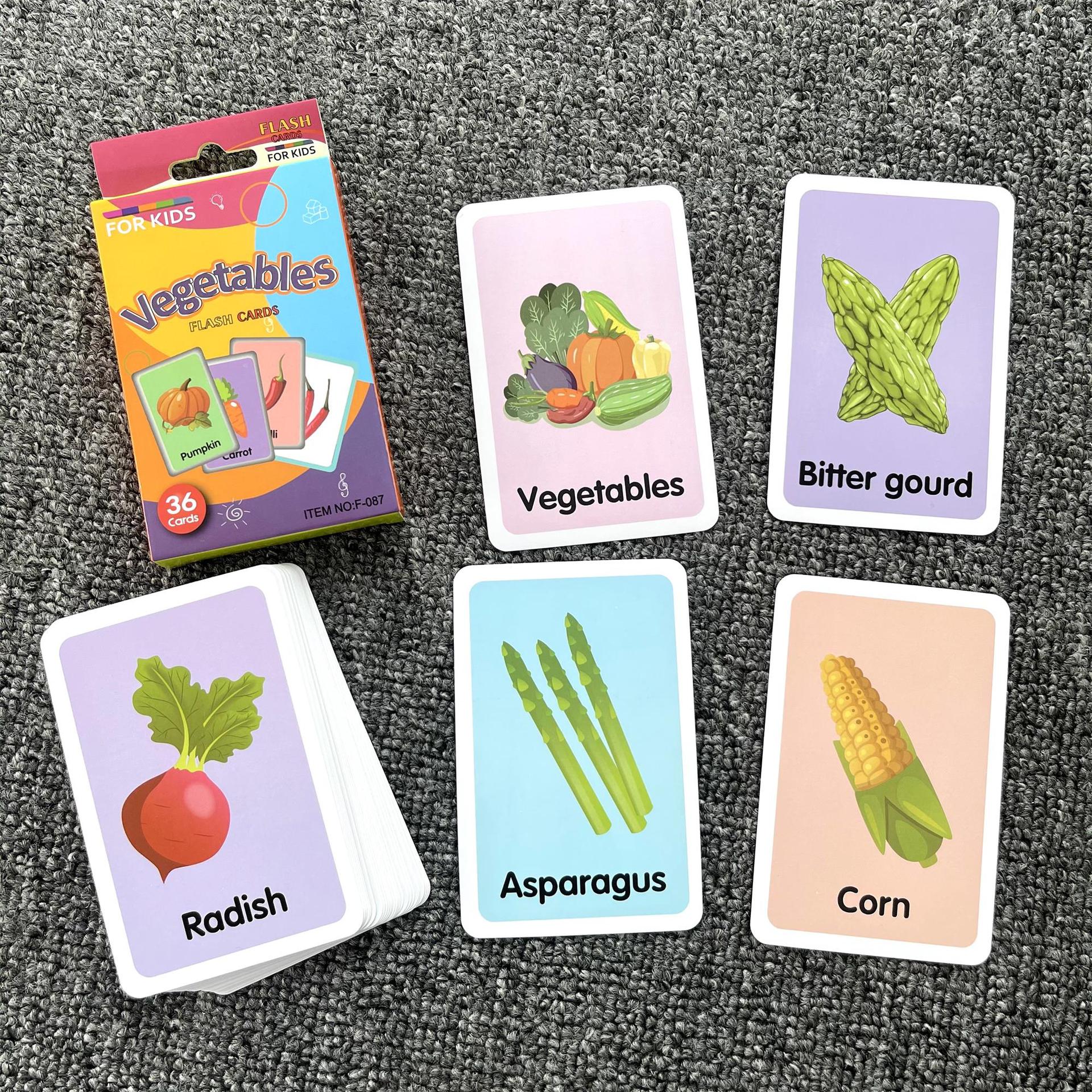 Spot Wholesale Cross-Border 10 Early Education Enlightenment Kidsren's Shape Color Animal Alphabet English Learning Cards