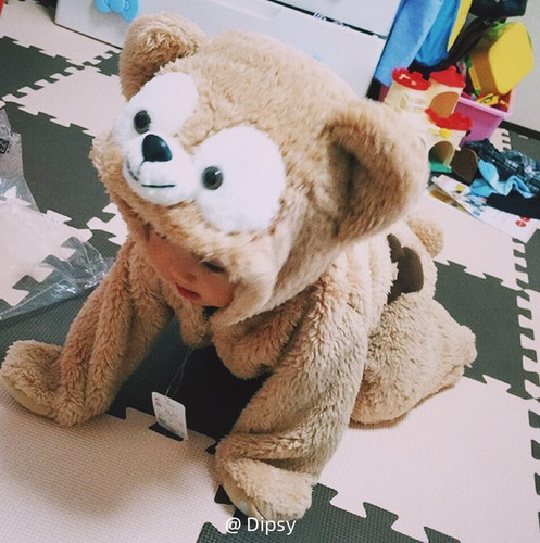 Korean Version Winter New Baby 0-3 Years Old Fleece Thick Daffy Bear Onesie Crawling Suit Infant Clothing