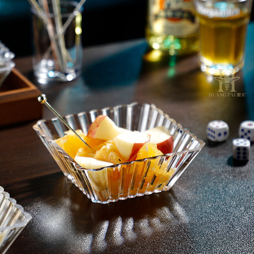 亚克力小吃碟水果盘 KTV酒吧透明盘子方形零食碟创意家用小吃碟子