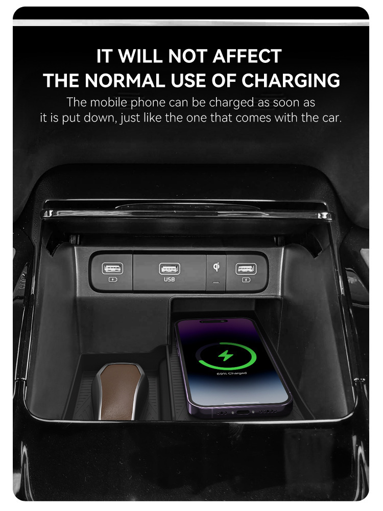 Suitable for 22-25 Sorento Central Control Wireless Charging Silicone Anti-Slip Mat Car Supplies Modification Accessories