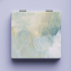 Abstract simple square PU leather makeup mirror portable foldable student dormitory desktop makeup mirror to carry with you