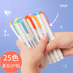 Soft Knowledge and Eye-Protecting Dual-Head Fluorescent Highlighters, Light Color Notebooks for Students, Emphasis Marking Pens, Colorful Fluorescent Pens