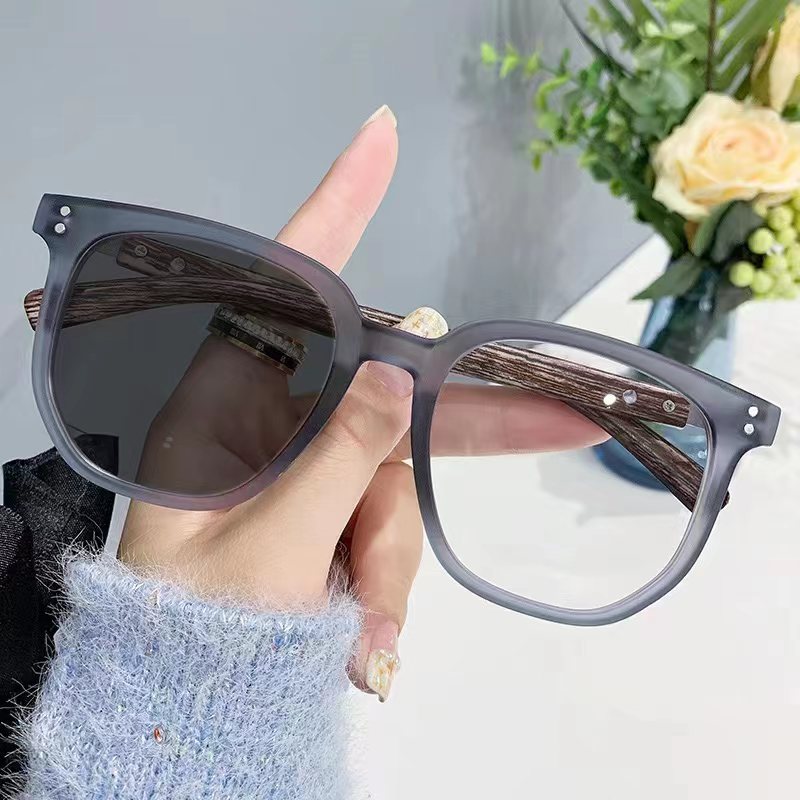 gris personalizado nuevo ligno protector de la cara gafas de luz azul retrógrado gran marco gafas de moda casual