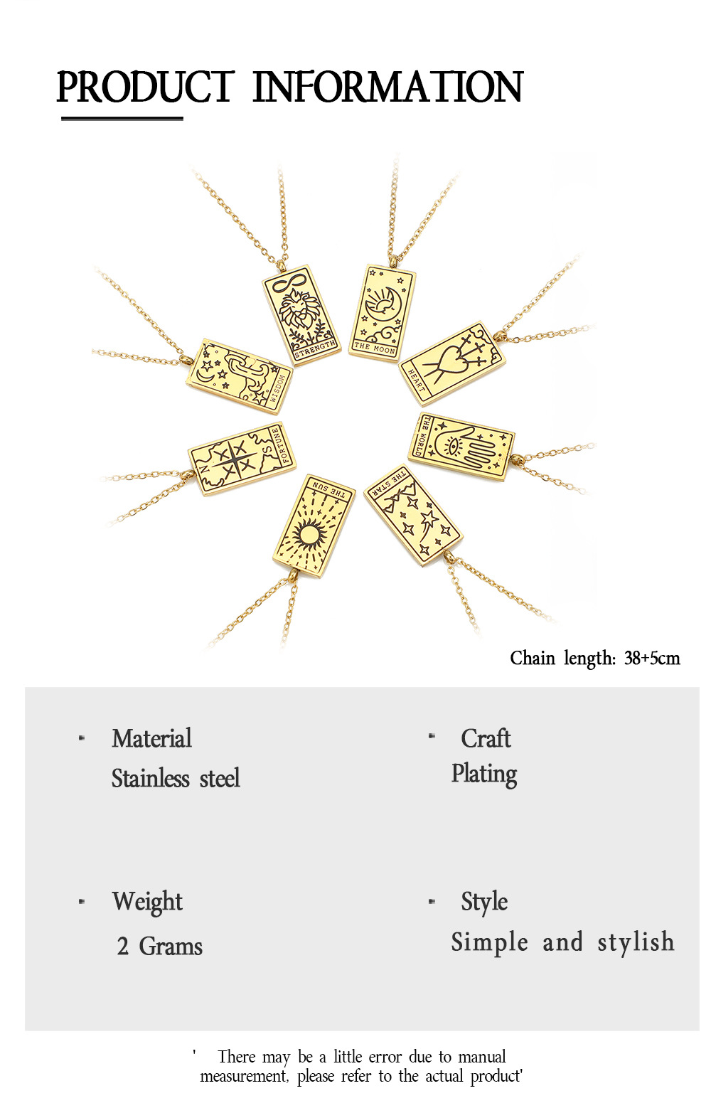 Nihaojewelry Simple Tarot Pendant Stainless Steel Necklace Wholesale Jewelry