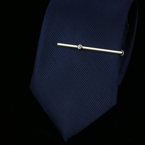 Light and luxurious men's crystal zircon thin tie clip Rose gold exquisite slim crystal tie accessories collar clip