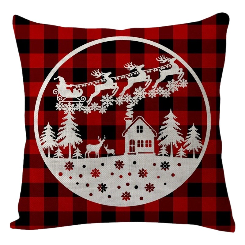 Рождественская черная красная клетчатая наволочка Amazon, трансграничный домашний диван, наволочка, автомобильный диван, декоративная подушка
