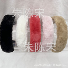 宽版兔毛发箍秋冬新款简约百搭出行发卡DIY发饰头箍配件跨境热卖