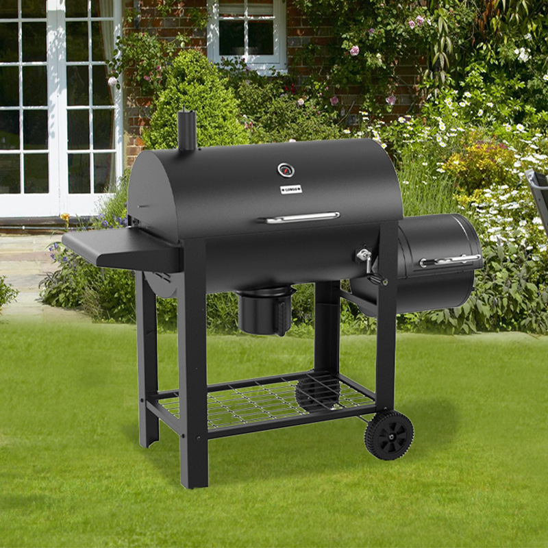 Usuarios multifuncionales transfronterizos acampados fuera de la parrilla fumada gran parrilla chimenea fumador bbq