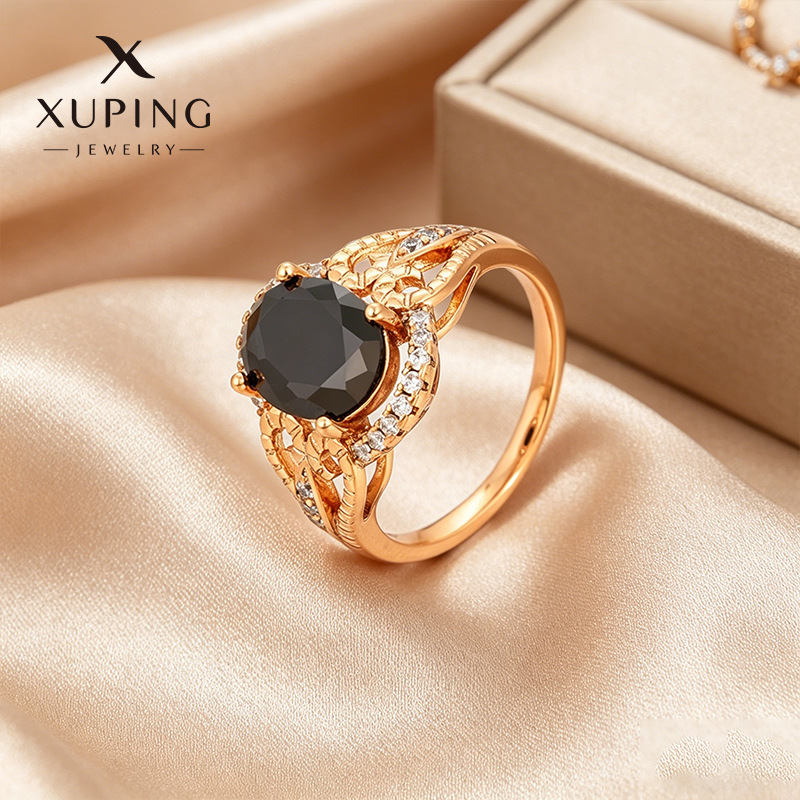 Xuping moda inlaid artificial gemas anillo de estilo retro aleación de cobre chapado 18k color anillo transfronterizo europeo y americano al por mayor