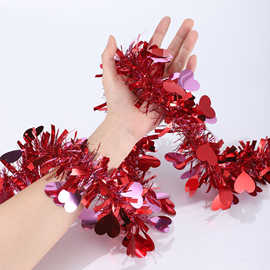 跨境情人节红色爱心拉花彩条节日背景装饰品婚庆毛条派对彩条批发