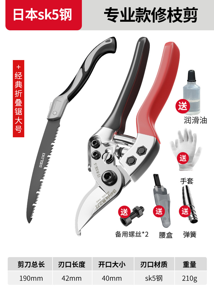 Tijeras de rama de fruta Yizili tijeras de jardín de primavera SK5 hoja de acero tijeras de jardinería doméstica tijeras de podar Bonsai de jardín al por mayor