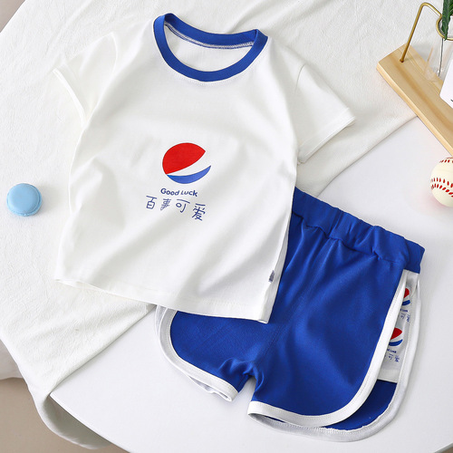 Children's short-sleeved suit pure cotton summer new baby clothes Korean style boys' clothing girls' shorts children's clothing summer clothes