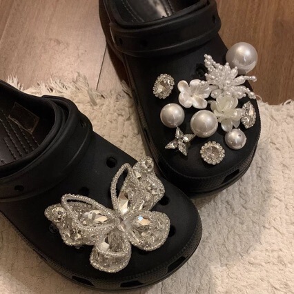 Pearl Flower Rhinestone Crocs Accessories Shoe Flower Decorative Buckle High-end Adaptation to Luo Chi Crocs Removable Shoe Flowers