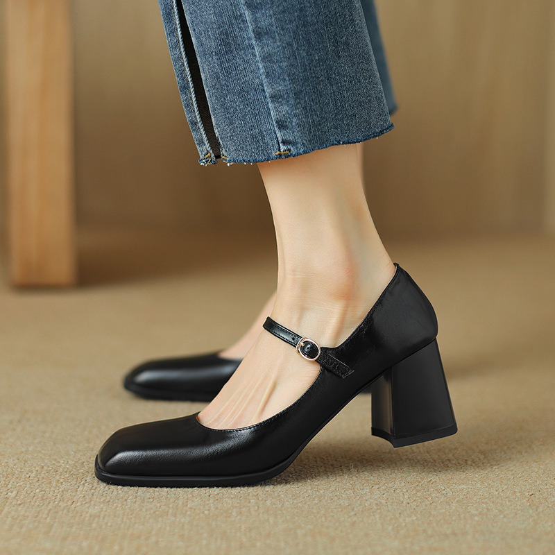 CHIKO Mae Square Toe Block Heels Mary Jane Shoes