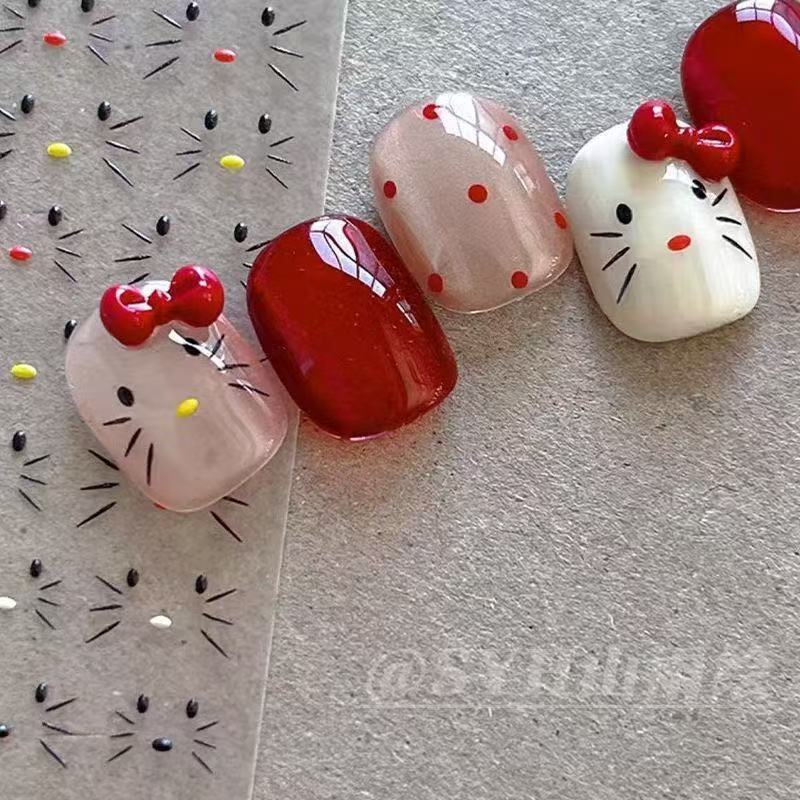 Nail Art Stickers Katie Hellokitty Expression Small Pattern Cute Cute Expression Adhesive DIY Nail Decoration