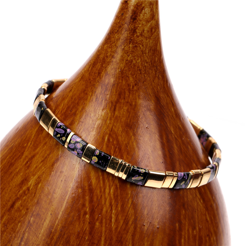 wholesale fashion square double-hole paint stretch beaded bracelet