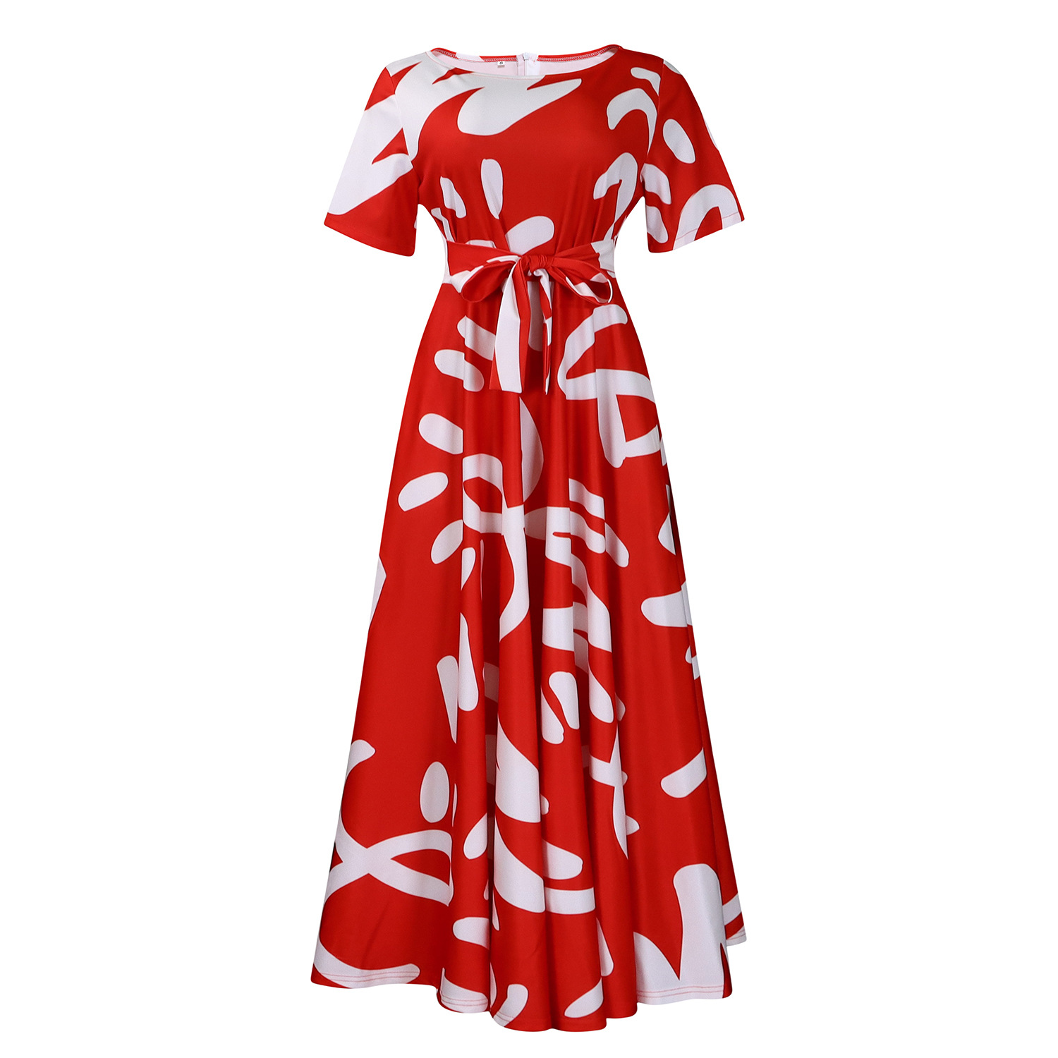Plus Size African Style Dress Fashionable Short Sleeve A Line Tie Detail Perfect for Summer Events Wholesale
