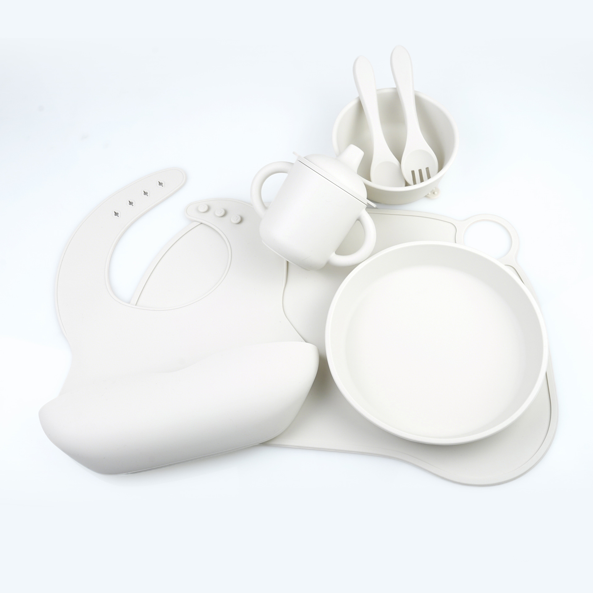 Plato de silicona multi-vasación tazón divisorio de alimentación infantil cubiertos divisorios plato de comedor infantil conjunto de tazón de alimentos suplementarios
