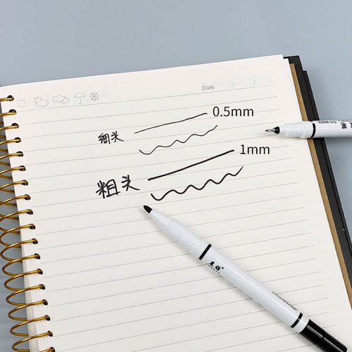 Chenya brand double-headed marker oil-based marker black sketch thick and thin head stroke pen art hook line pen