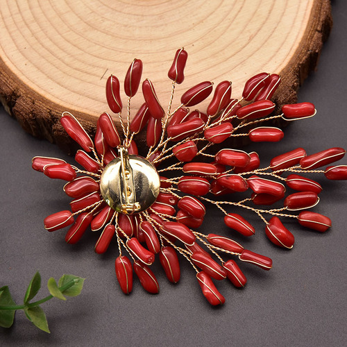 天然珍珠随形珊瑚树枝胸针结婚民族复古原手工珍珠胸花饰品批发