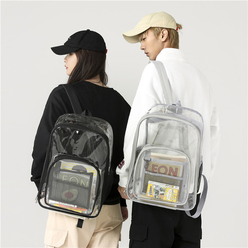 Amazon cross-border supply of transparent backpacks, PVC backpacks, PVC school bags, large-capacity student school bags