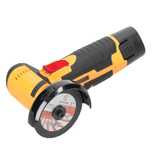 12V Brushless Cordless Mini Angle Grinder Lithium Battery Angle Grinder Polisher Cutter Cutting Machine Angle Grinder Yellow