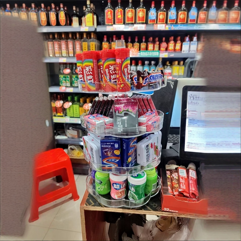 ✅超市收银台置物架零食口香糖展示架便利店槟榔小型亚克旋转收纳