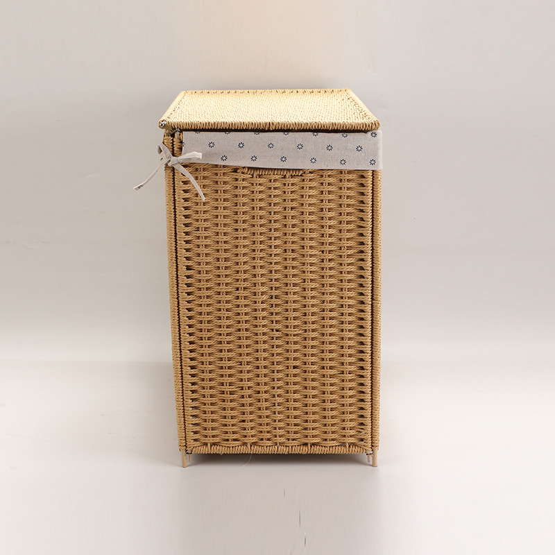 Cesta de lavandería plegable de estilo nórdico personalizada Cesta de ropa sucia tejida de paja Artículos para el hogar tejidos a mano Cesta de almacenamiento de ropa sucia