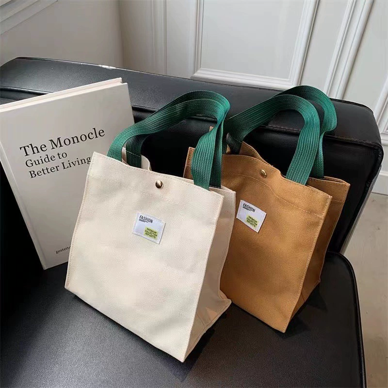 повседневная и универсальная однотонная холщовая сумка, рабочая сумка в корейском стиле, повседневная сумка для обеда, тканевая сумка