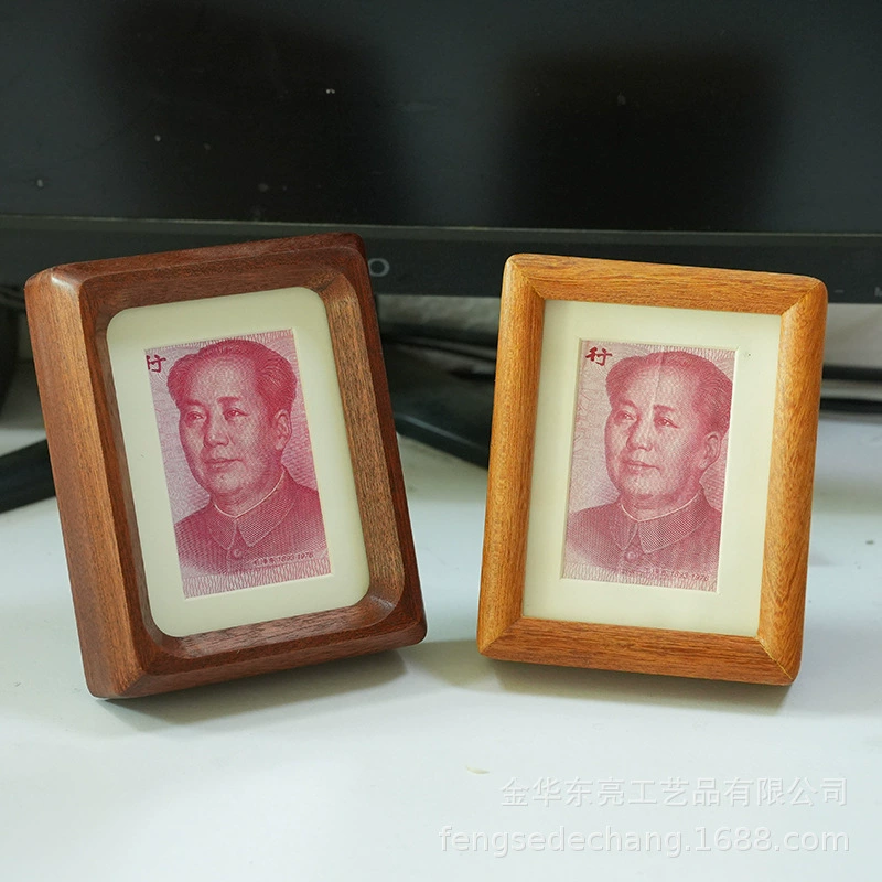 Цветная монета из цельного дерева шипового ореха украшает 100 юаней фоторамка 100 юаней 3 дюйма трехдюймовая коробка для сбора монет