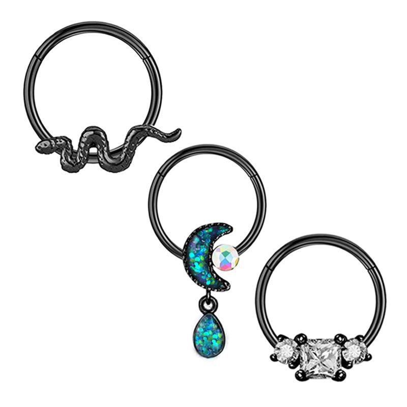 Star Flower Nose Clip Set 3 Pieces Stainless Steel Plated Nose Ring Nose Stud Piercing Jewelry detail image 10