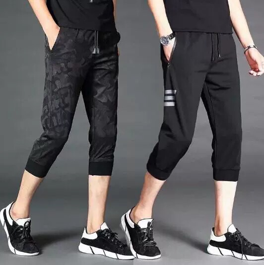 Ice Silk Capri Pants Men's Sports Summer Thin Loose Casual 7 Pants Korean Style 6 6 Men's Camouflage Shorts