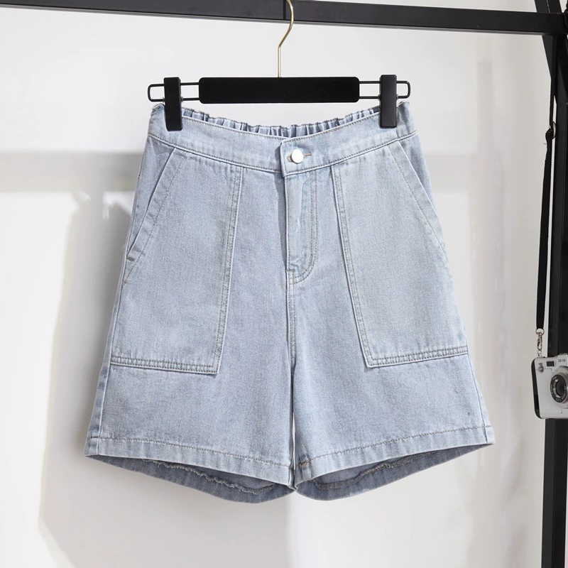 200 кг 300 кг Джинсовые шорты очень больших размеров плюс толстые плюс большие размеры пухленькие девушки Летние эластичные талии с широкими штанинами Женские брюки