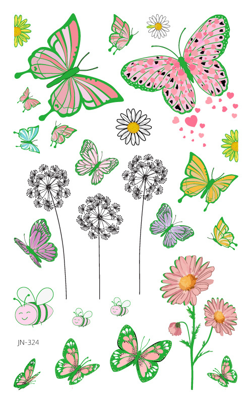 Venta caliente en el extranjero sudor impermeable luminoso dibujos animados lindo mariposa tatuaje pegatinas de larga duración protección ambiental luminosa tatuaje de los niños