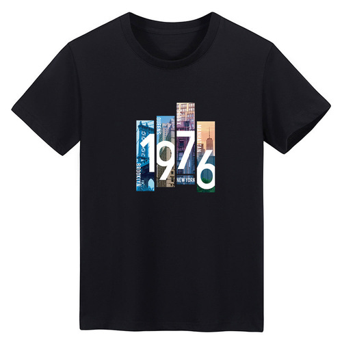 New Men's Short Sleeve T-shirts Factory Supply Summer Men's Short T-shirts Street Vendor Supply Multiple Printed Half-Sleeve T-shirts