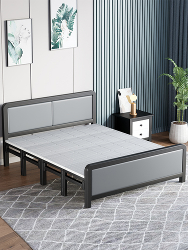Folding bed office lunch break hard bed simple single iron bed 1.5m double bed portable simple four-fold bed