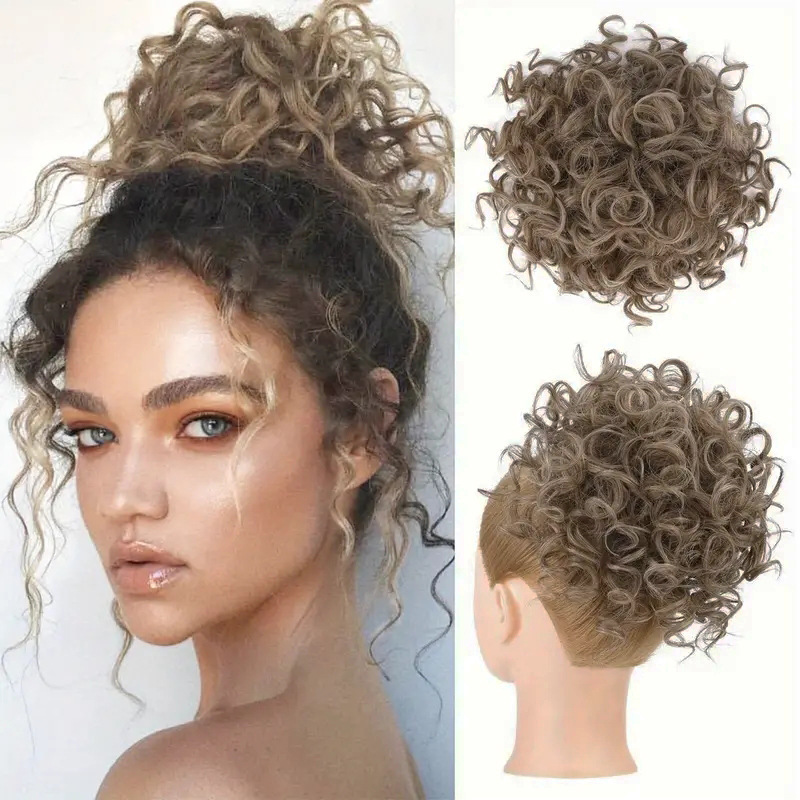 Damas rizadas peinadas europeas y estadounidenses desorden pequeño rollo fibra sintética peluca cuerda de dibujo adornamiento para el cabello