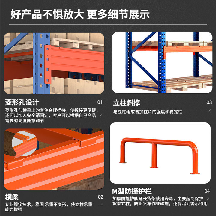 大型工業倉庫の高位置パレット棚を厚くした大型鉄骨倉庫倉庫は鉄棚卸売りを調節できる|undefined
