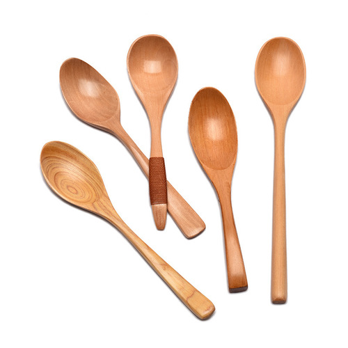 Wooden commercial spoon snail powder spoon household soup wooden small spoon Korean small wooden spoon fork